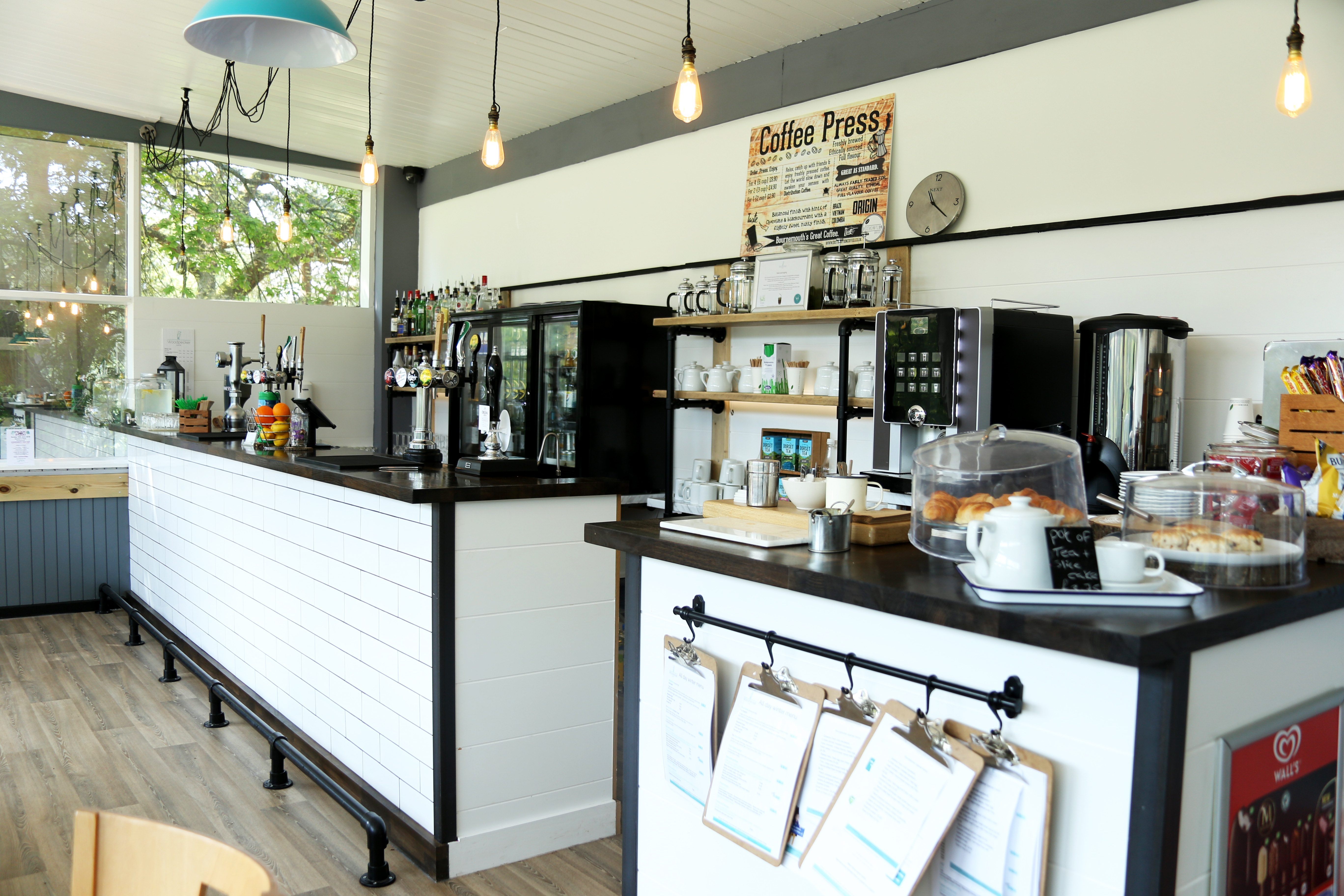 The serving counters in the cafe