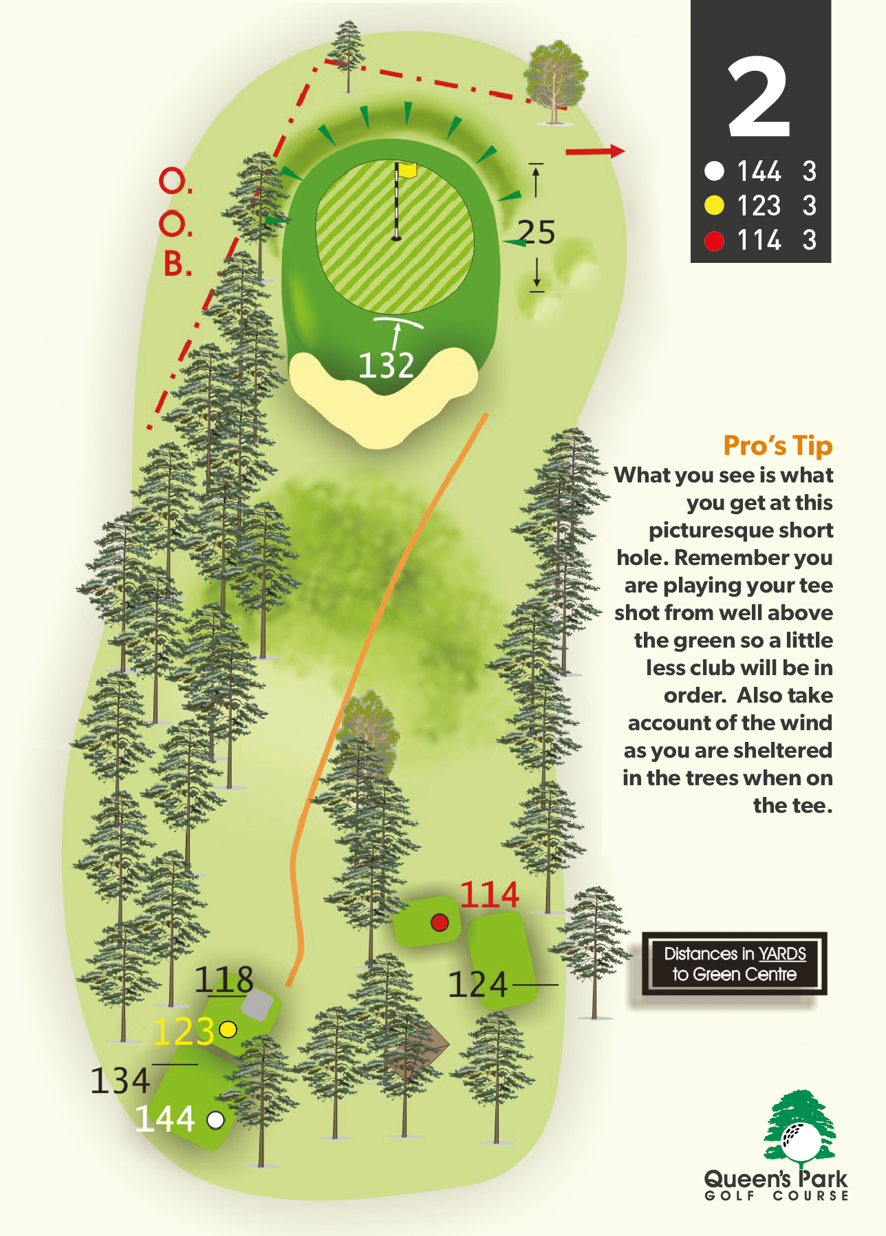 Queens Park Golf Course layout for hole 2